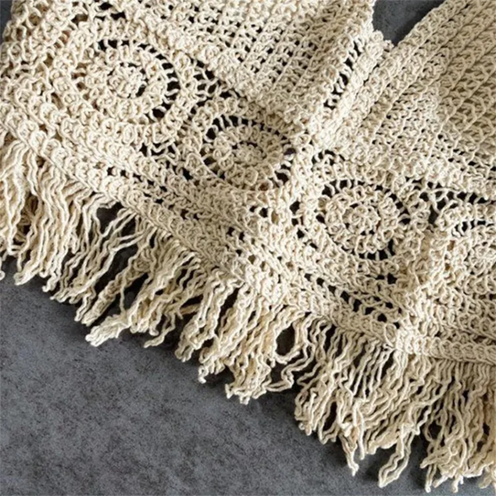 Sexy Hollow Out Tank Top For Women Summer Beach Knit Bra Tassel Short Top