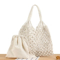 Hollow Crochet Mesh Shoulder Bag With Inner Pocket Women Solid Color Tote Bag