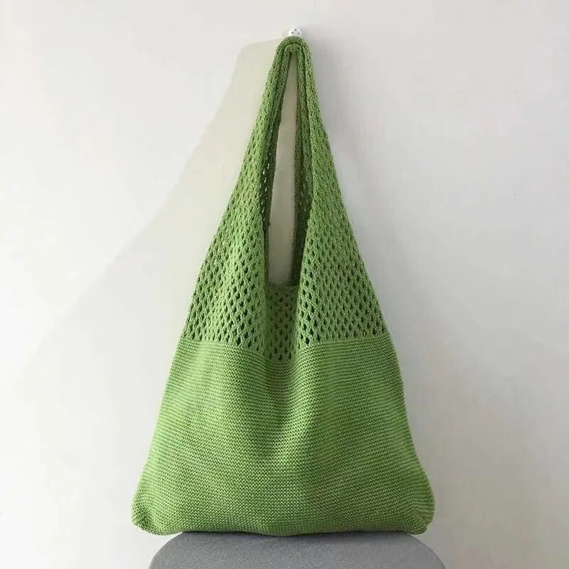 Sac fourre-tout en laine tricoté personnalisé pour femme avec nom brodé, sac de courses