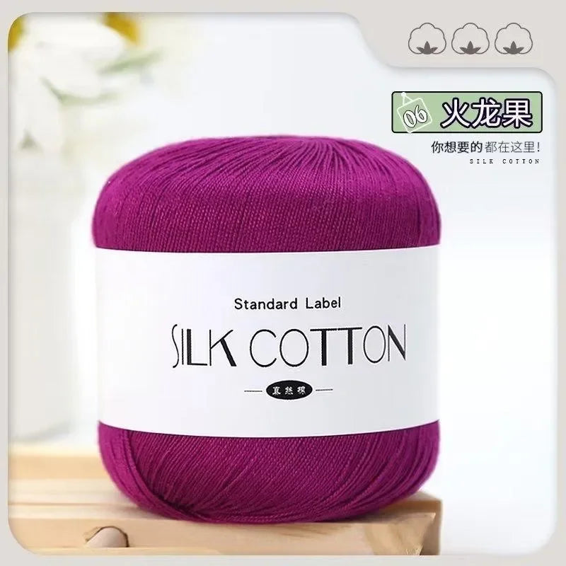 50g Fil à Crochet en Coton Soie Dentelle pour Tricots Bébé Doux Chaud Point de Croix