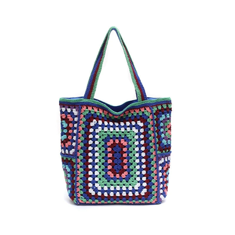 Bohemian Crochet Beach Bag for Women Large Capacity Shoulder Bag Crossbody