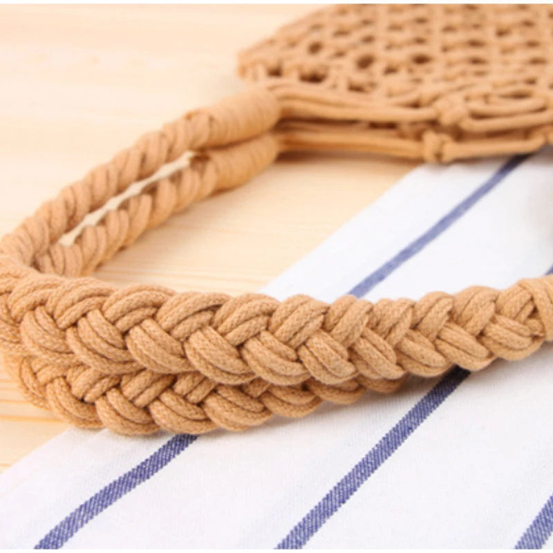 Hollow Crochet Mesh Shoulder Bag With Inner Pocket Women Solid Color Tote Bag