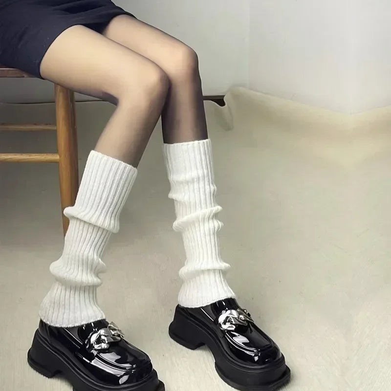 Knitted Lolita Leg Warmers for Women 40 to 70 cm Autumn Winter Crochet Boot Cuffs