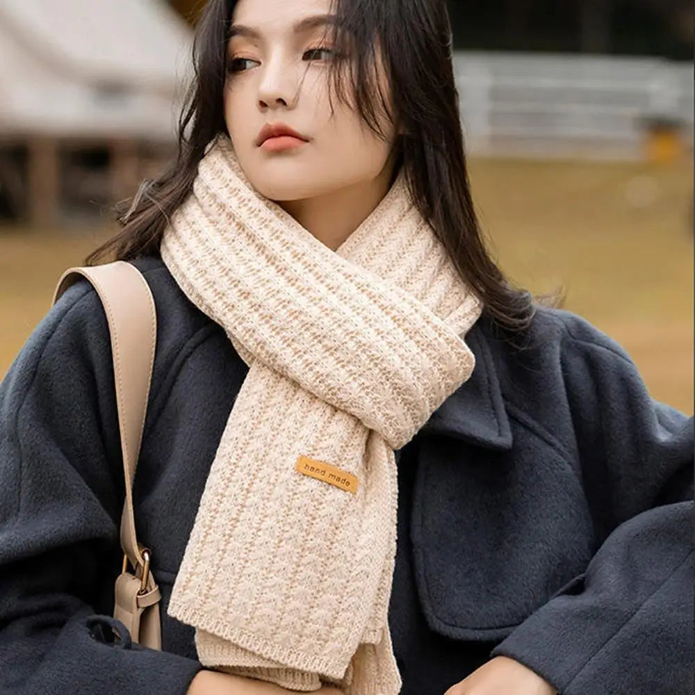 Woolen Knitting Scarf Thick Windproof Thermal Long Shawl Winter Warm For Women