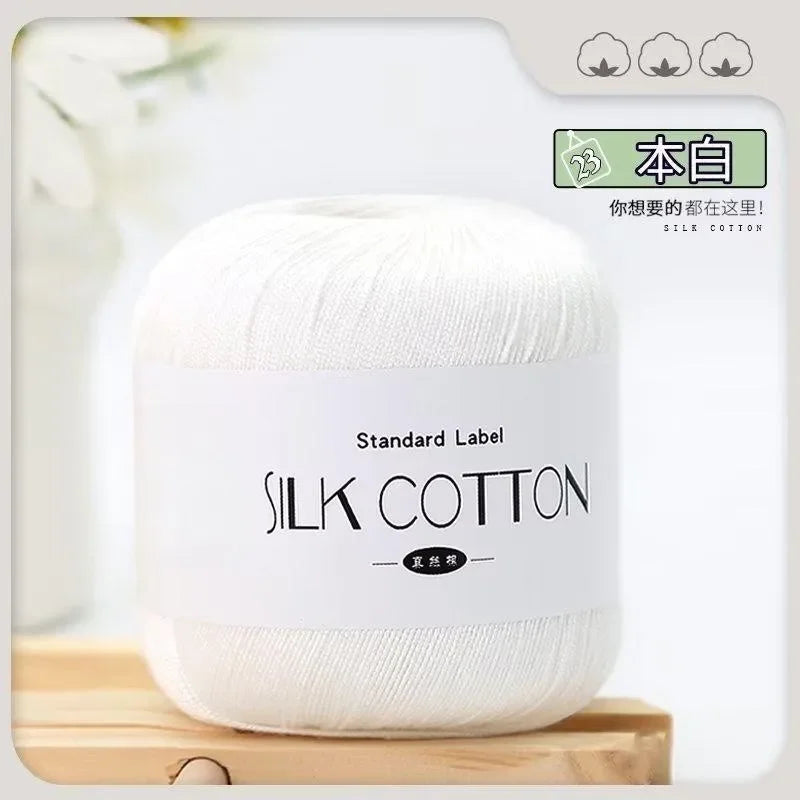 50g Fil à Crochet en Coton Soie Dentelle pour Tricots Bébé Doux Chaud Point de Croix