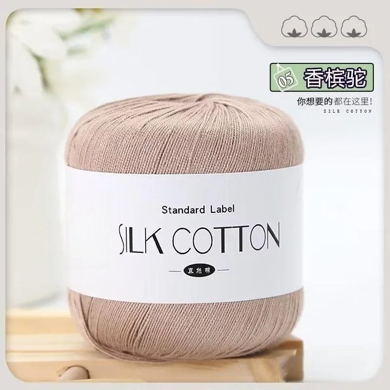 50g Fil à Crochet en Coton Soie Dentelle pour Tricots Bébé Doux Chaud Point de Croix