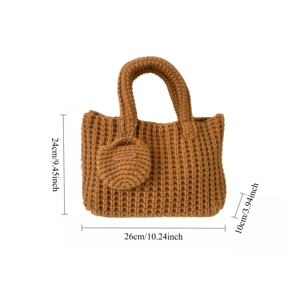 Custom Name Knit Tote Bag Women Handmade Crochet Shoulder Boho Woven Purse