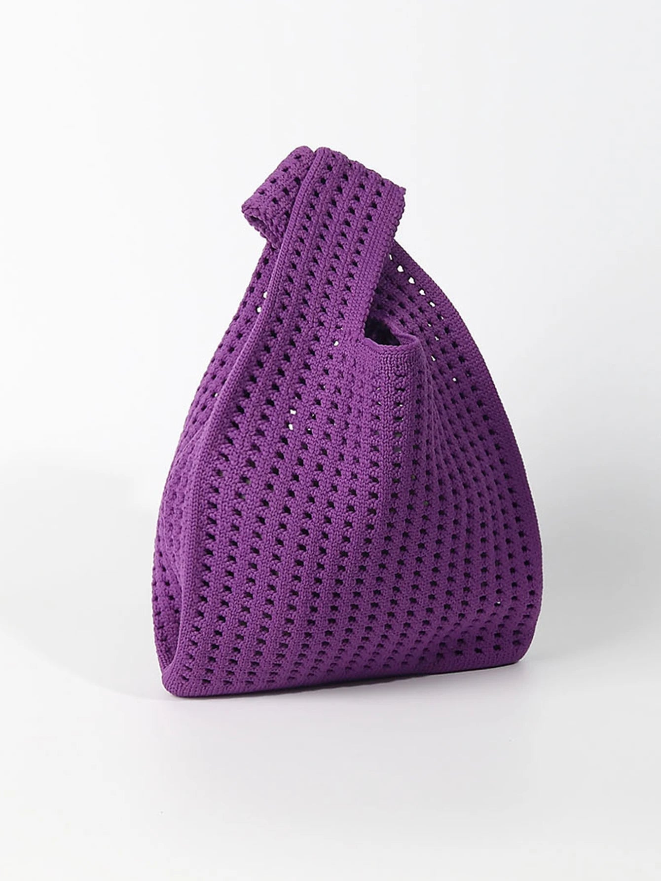 Handmade Knit Handbag Women Mini Shoulder Bag Casual Plaid Stripe Tote