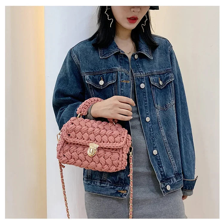 DIY Knitted Handbag Rope Woven Ladies Designer Chain Shoulder Messenger Bag