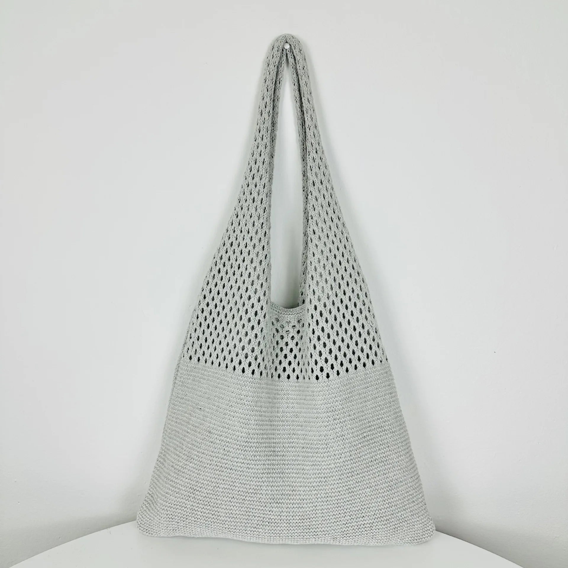 Sac fourre-tout en laine tricoté personnalisé pour femme avec nom brodé, sac de courses