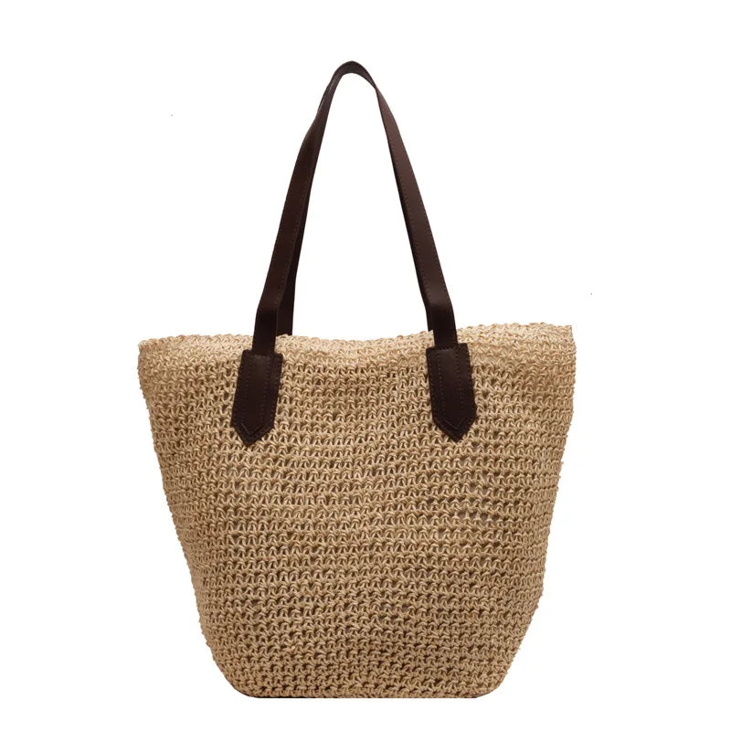 Women Bohemian Straw Shoulder Bag Large Crochet Tote For Beach Summer Woven