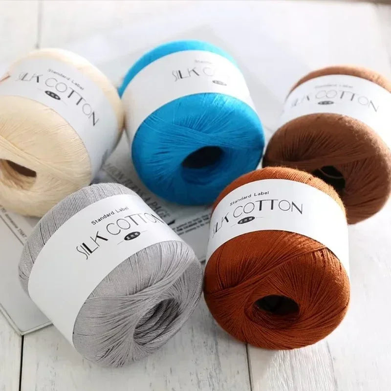 50g Silk Lace Cotton Crochet Yarn For Baby Knits Warm Soft Worsted Cross Stitch