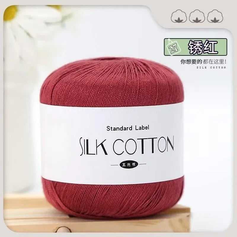 50g Fil à Crochet en Coton Soie Dentelle pour Tricots Bébé Doux Chaud Point de Croix