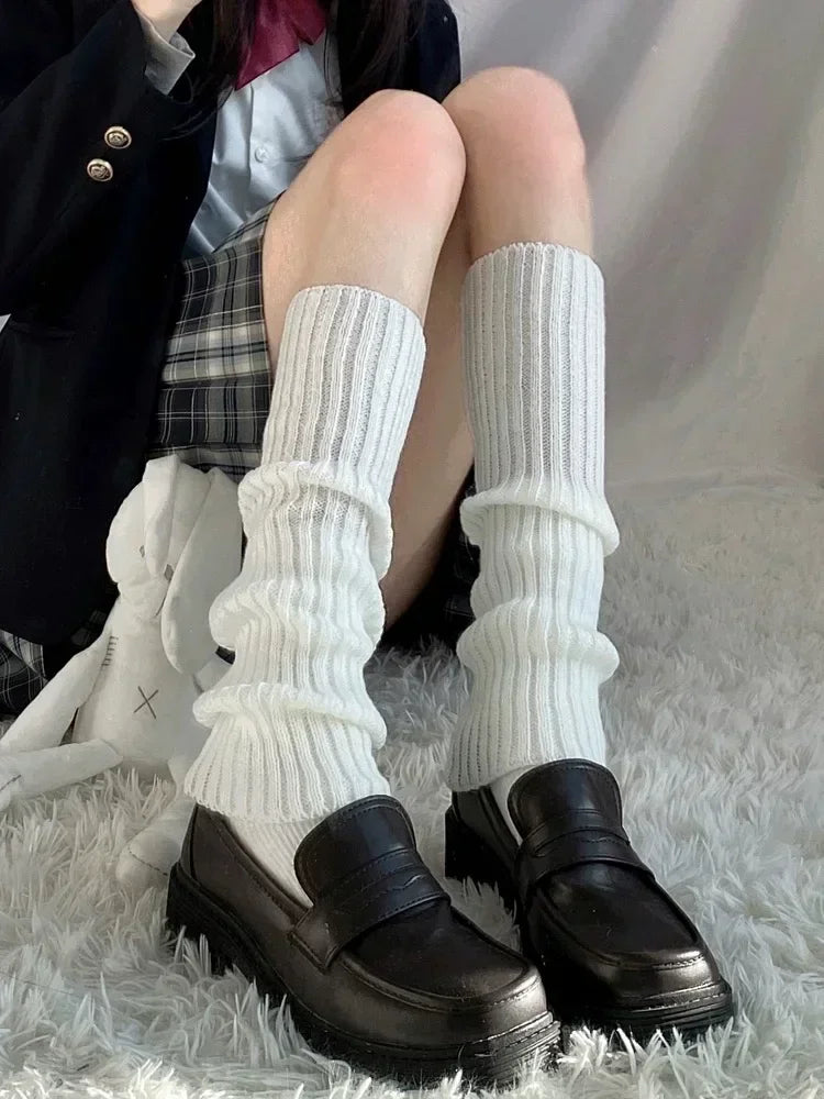 Knitted Lolita Leg Warmers for Women 40 to 70 cm Autumn Winter Crochet Boot Cuffs
