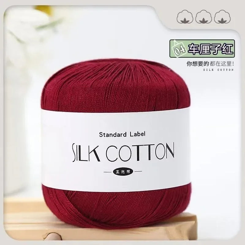 50g Fil à Crochet en Coton Soie Dentelle pour Tricots Bébé Doux Chaud Point de Croix