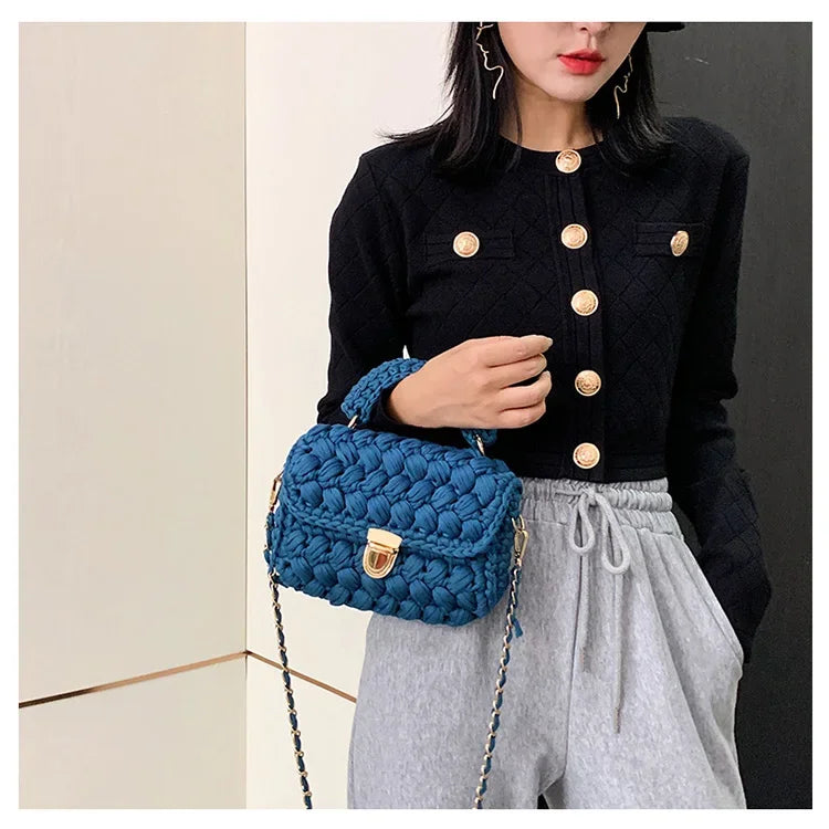 DIY Knitted Handbag Rope Woven Ladies Designer Chain Shoulder Messenger Bag