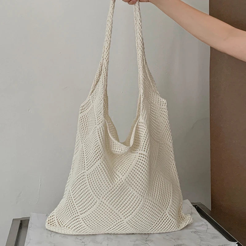 Nouveau sac fourre-tout tricoté de grande capacité pour femmes, porté à la main ou à l'épaule, pour le shopping