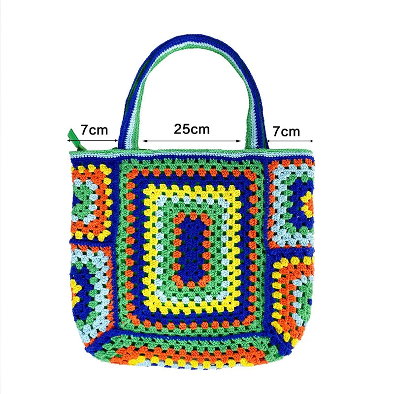 Bohemian Crochet Beach Bag for Women Large Capacity Shoulder Bag Crossbody
