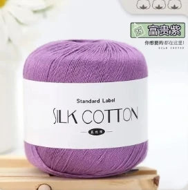 50g Fil à Crochet en Coton Soie Dentelle pour Tricots Bébé Doux Chaud Point de Croix