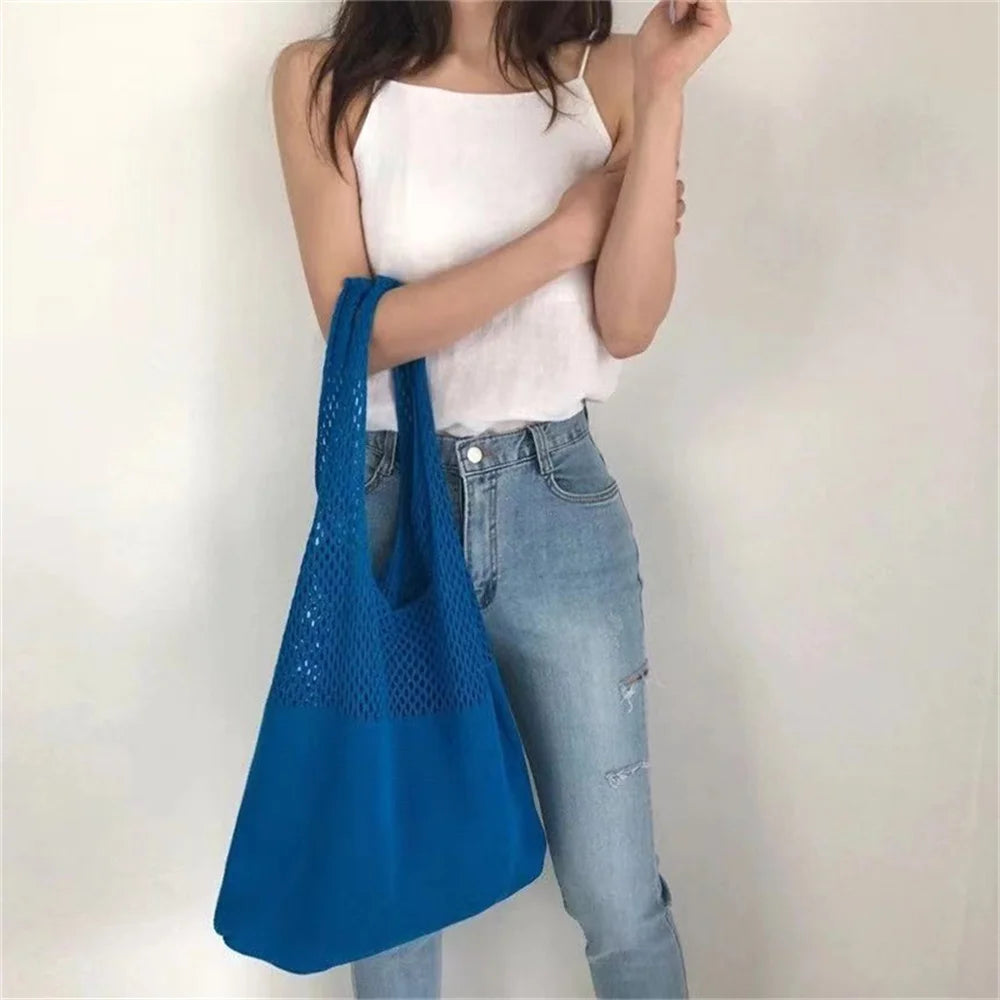 Personalized Knitted Wool Tote Bag Women Custom Embroidered Name Shopping Bag