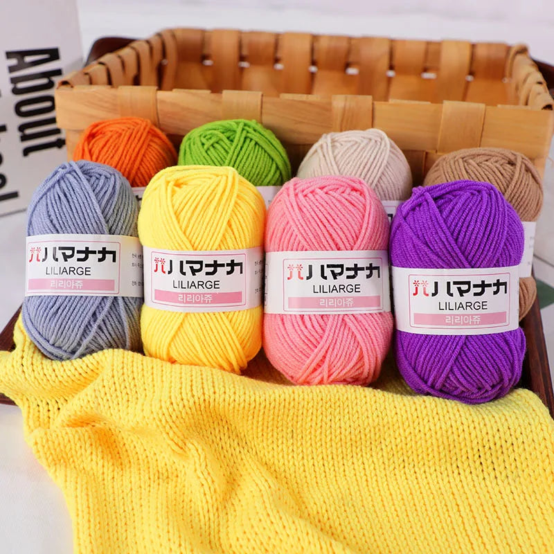 DIY Baby Milk Soft Cotton Wool Yarn For Knitting And Crochet Thick Velvet Fiber