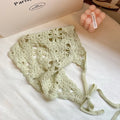 Unisex Floral Knitted Headscarf Hat Handmade Triangle Vintage Crochet Headband