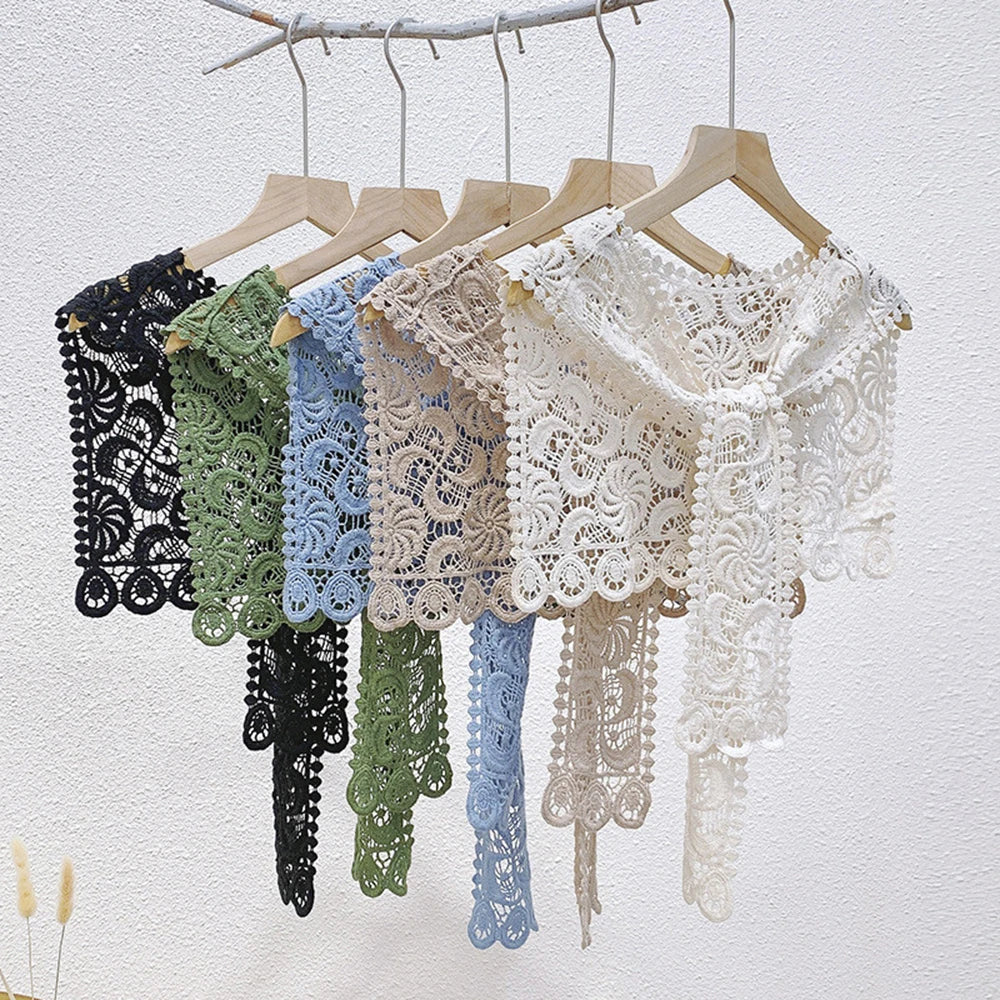 Lace Knitted Crochet Hollow Fake Collar For Women Detachable Shawl Accessory