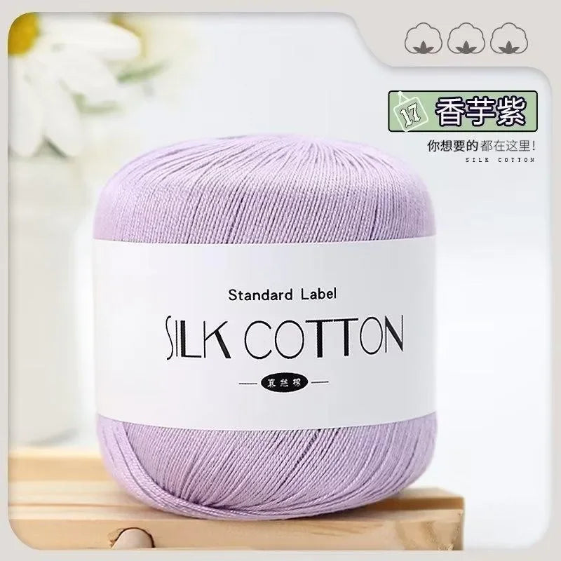 50g Fil à Crochet en Coton Soie Dentelle pour Tricots Bébé Doux Chaud Point de Croix