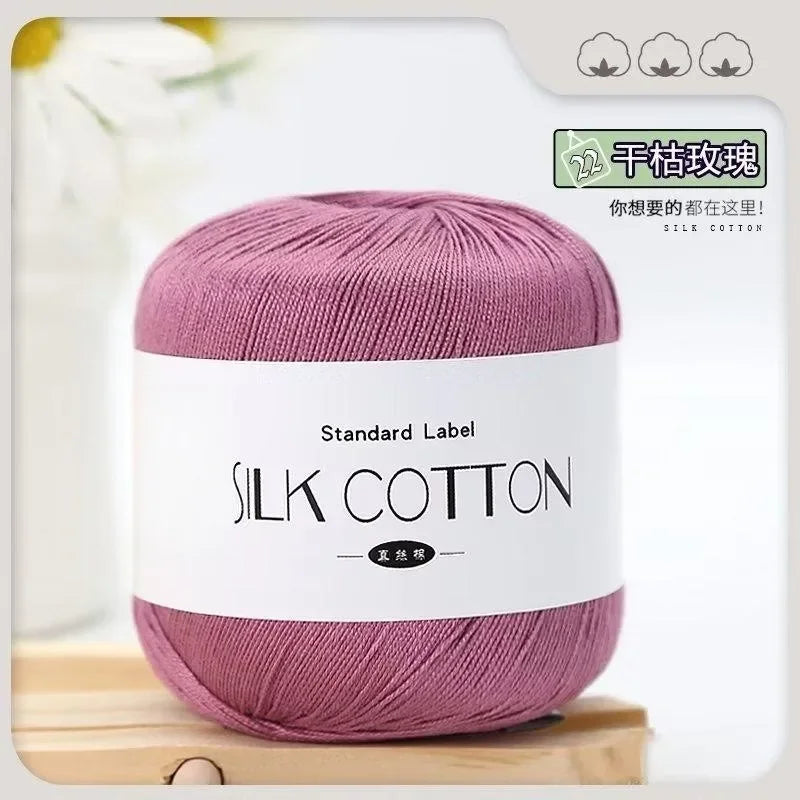 50g Fil à Crochet en Coton Soie Dentelle pour Tricots Bébé Doux Chaud Point de Croix