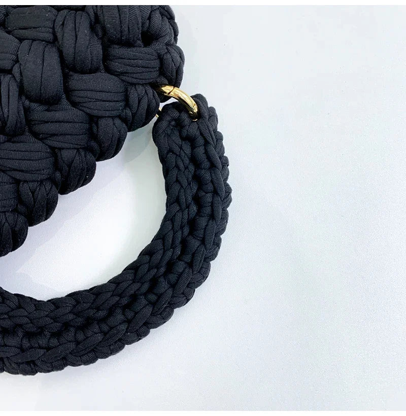 Sac à main tricoté DIY en corde tissée, sac bandoulière de créateur pour femmes avec chaîne