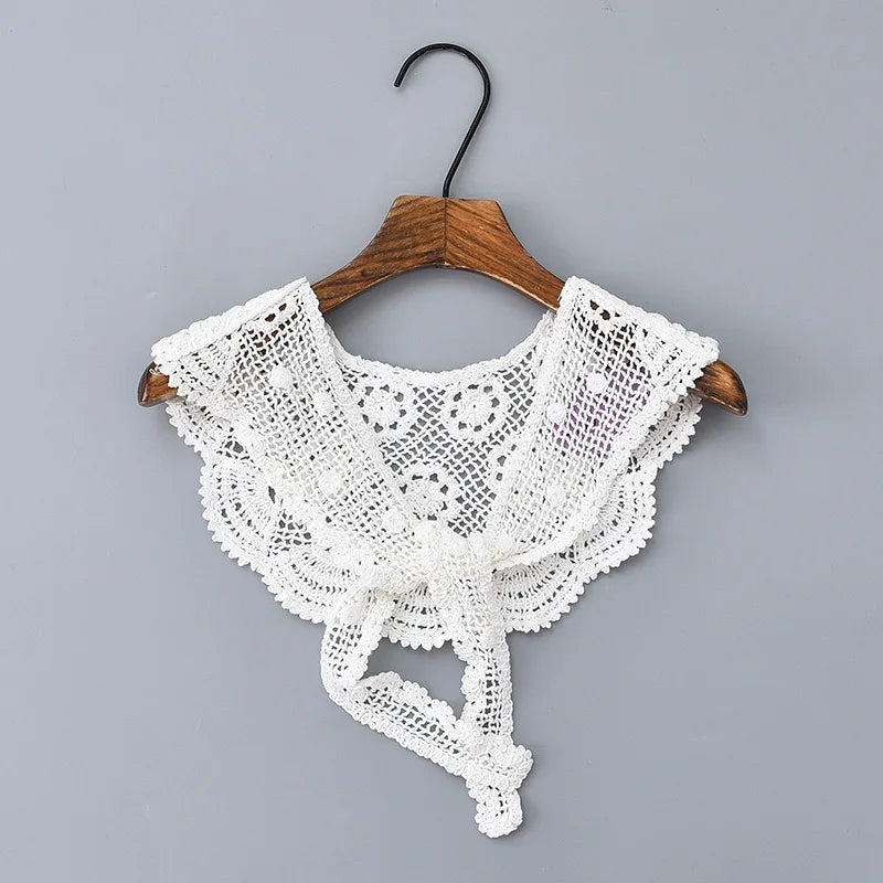 Faux Col Amovible en Dentelle au Crochet pour Femme, Accessoire Châle