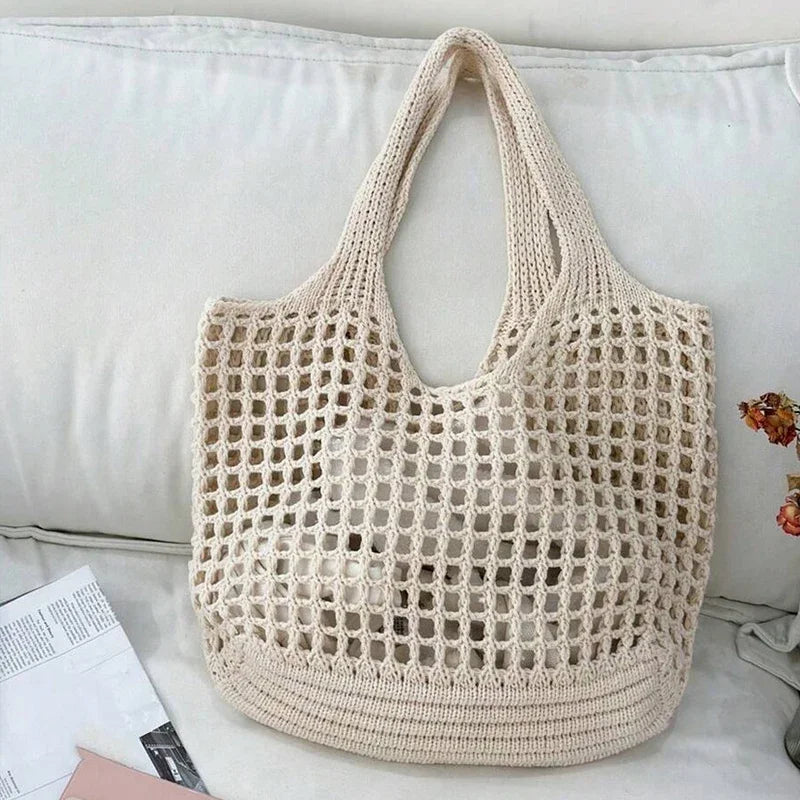 Fashion Crochet Bags For Women Summer Beach Tote Raffia Straw Handbag Boho