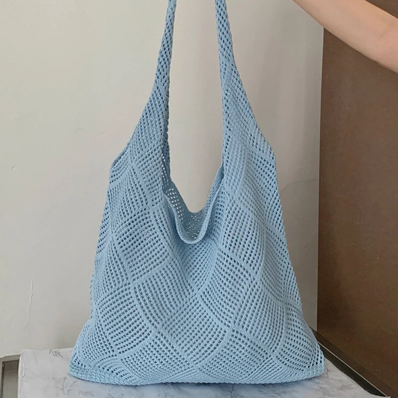 Nouveau sac fourre-tout tricoté de grande capacité pour femmes, porté à la main ou à l'épaule, pour le shopping