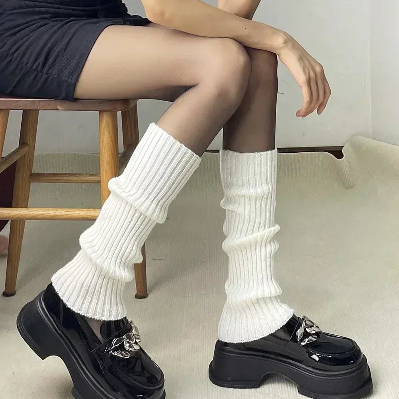Knitted Lolita Leg Warmers for Women 40 to 70 cm Autumn Winter Crochet Boot Cuffs