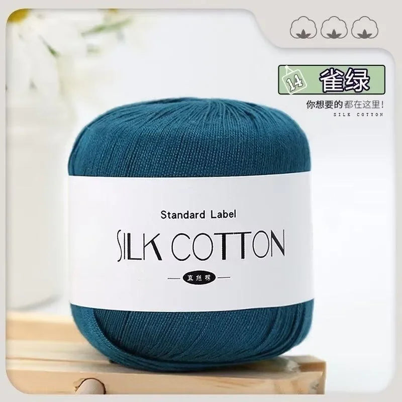 50g Fil à Crochet en Coton Soie Dentelle pour Tricots Bébé Doux Chaud Point de Croix