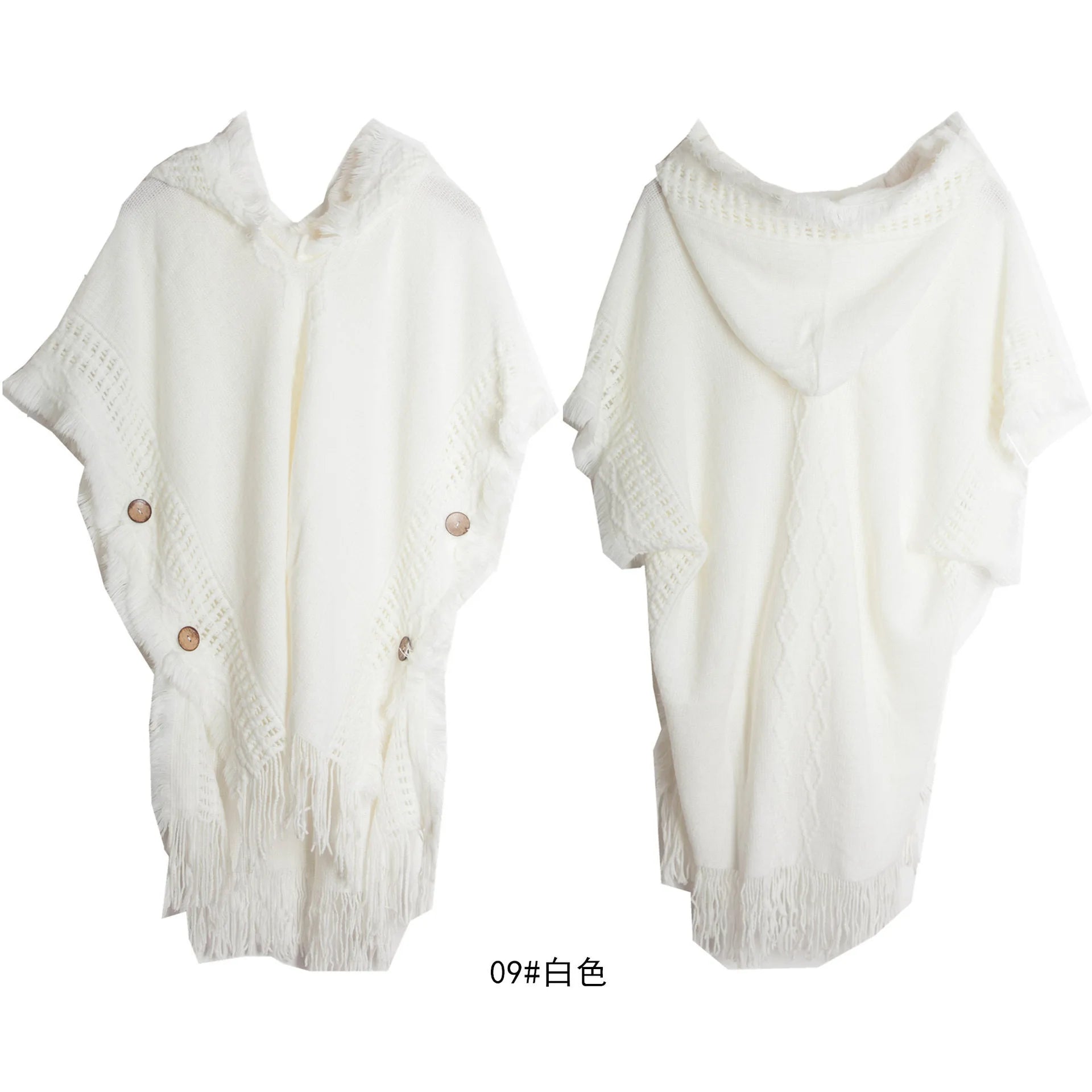Cape à capuche au crochet, poncho, châle, tricot bohème chic pour femme