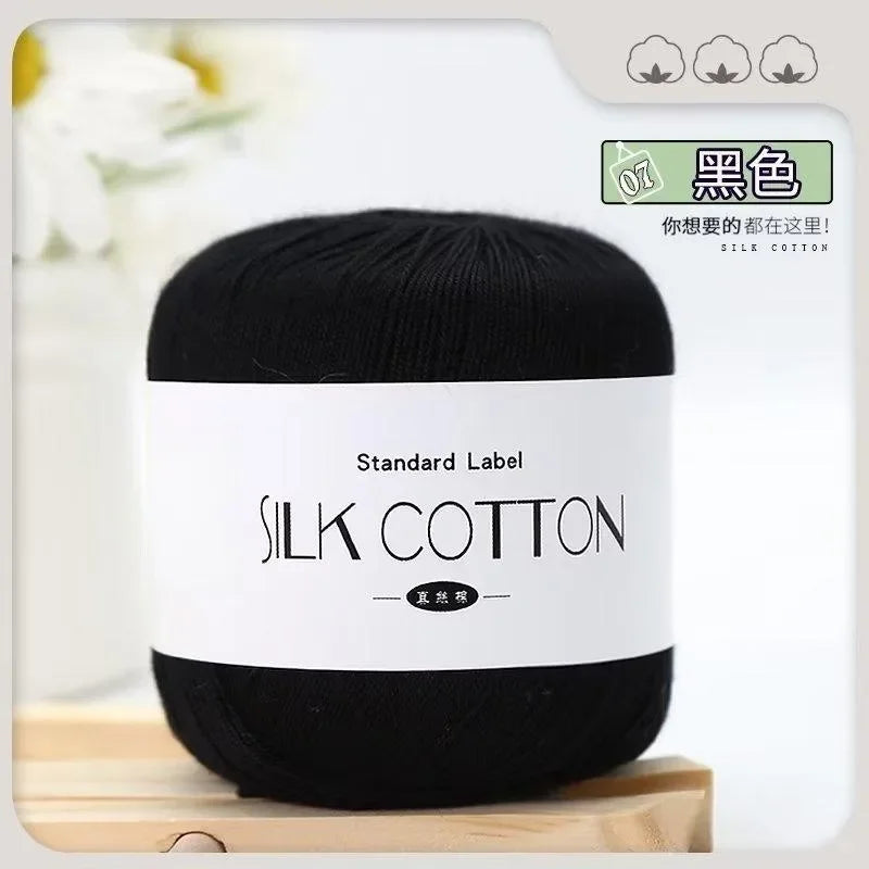 50g Fil à Crochet en Coton Soie Dentelle pour Tricots Bébé Doux Chaud Point de Croix