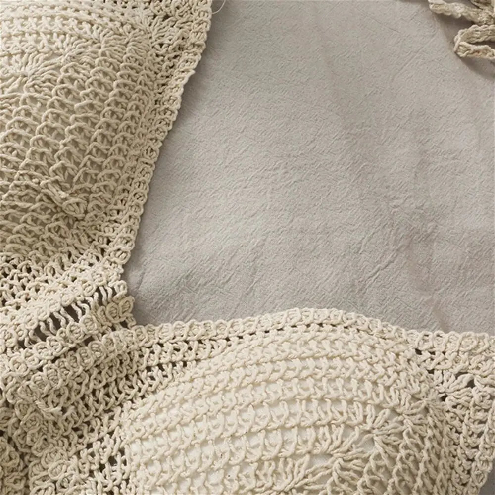 Boho Beach Backless Crochet Knit Camisole Halter Tank Top For Women Crop Tops