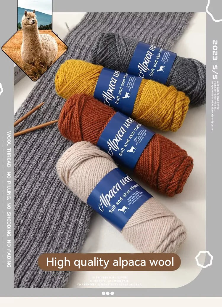 500g Coarse Alpaca Wool Yarn With Polyester Blend For Warm Sweaters