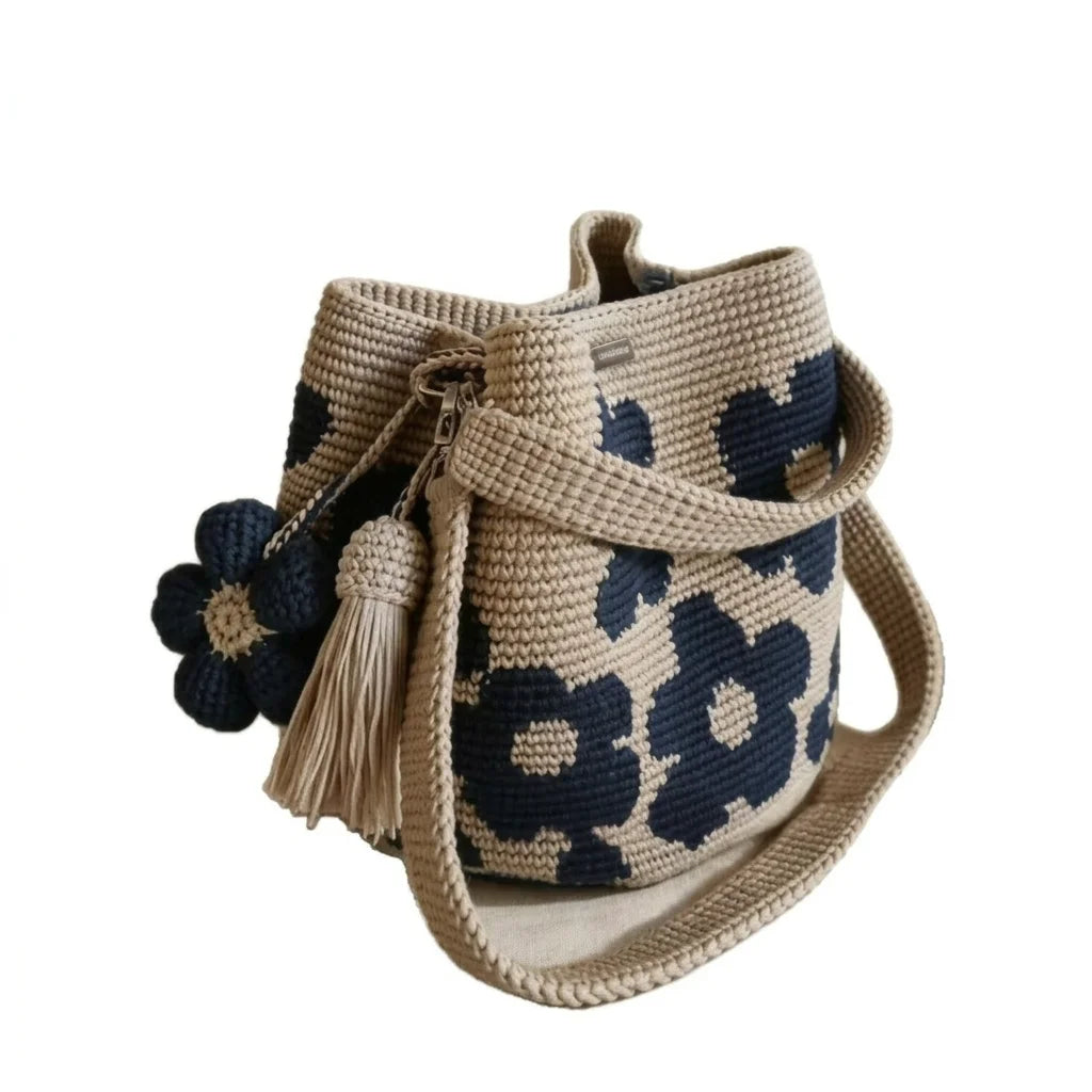 Handmade Crochet Oversized Flower Tote Bag With Detachable Flower Decoration
