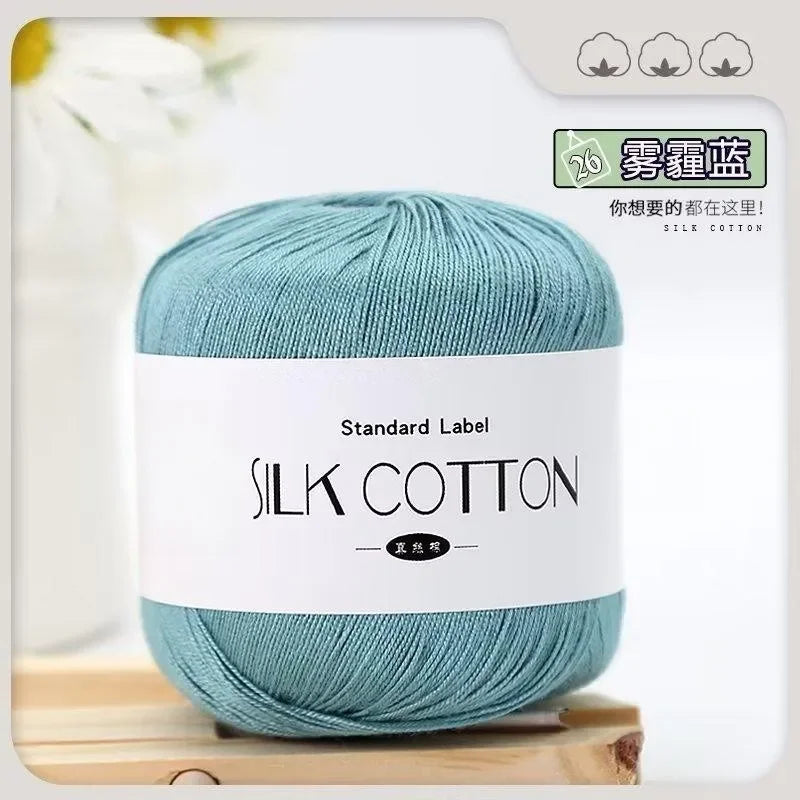 50g Fil à Crochet en Coton Soie Dentelle pour Tricots Bébé Doux Chaud Point de Croix