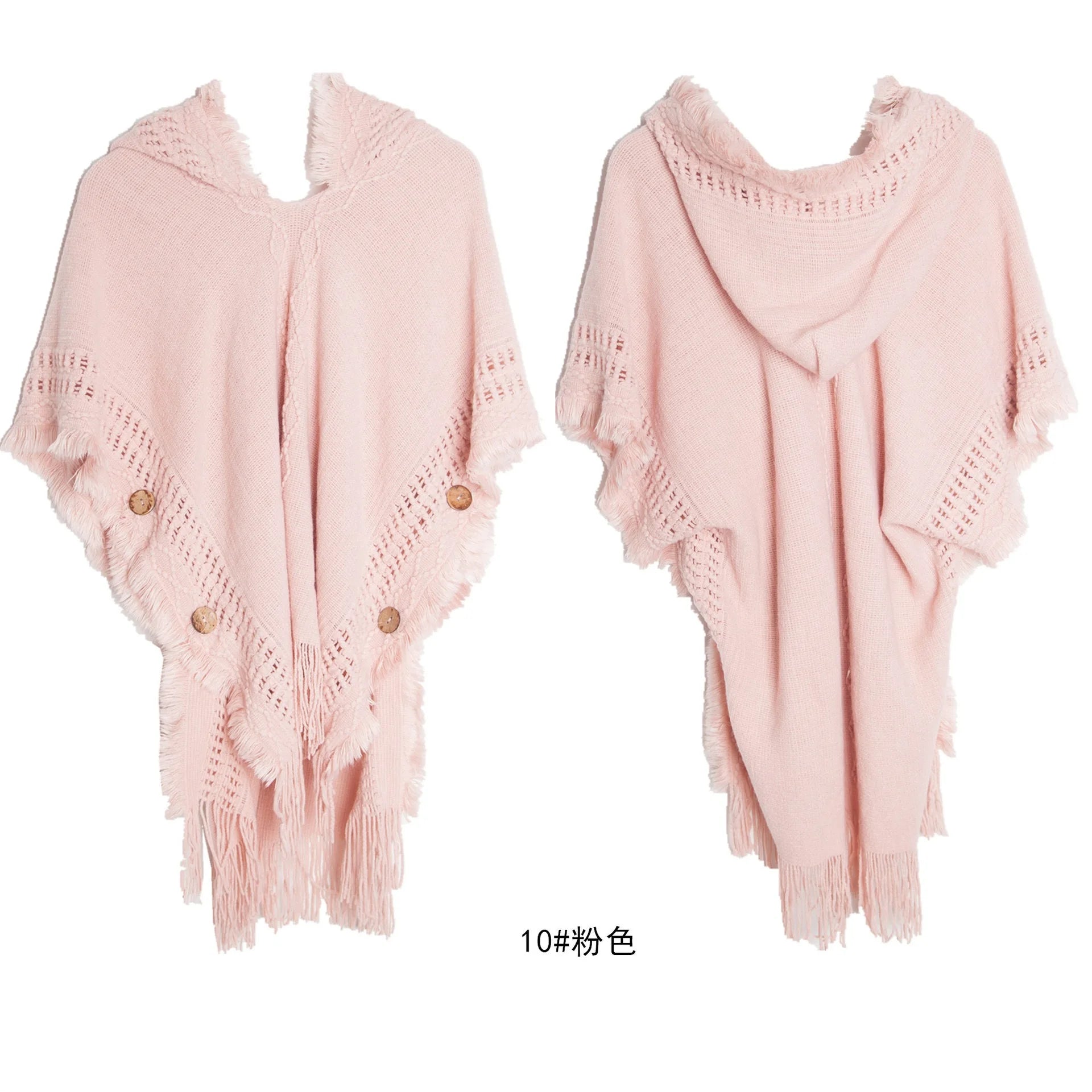 Cape à capuche au crochet, poncho, châle, tricot bohème chic pour femme
