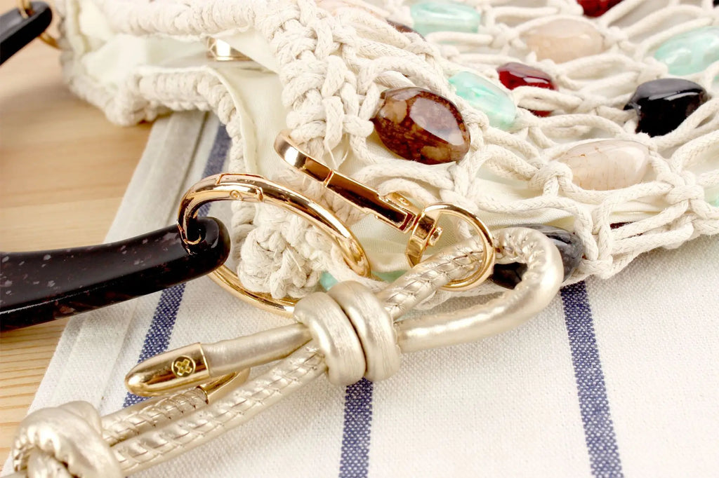 Bohemian Rope Crochet Women Bag Beading Beach Bag Handmade Woven Shoulder Bag