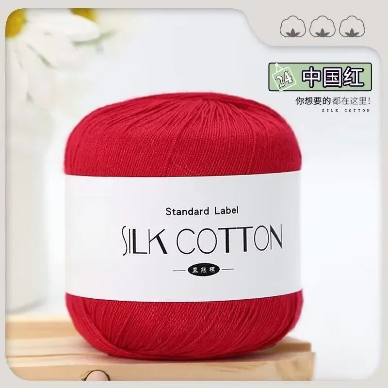 50g Fil à Crochet en Coton Soie Dentelle pour Tricots Bébé Doux Chaud Point de Croix