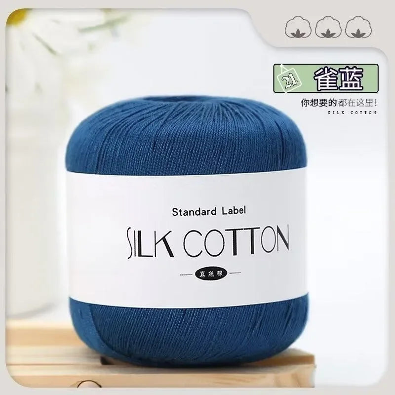 50g Fil à Crochet en Coton Soie Dentelle pour Tricots Bébé Doux Chaud Point de Croix
