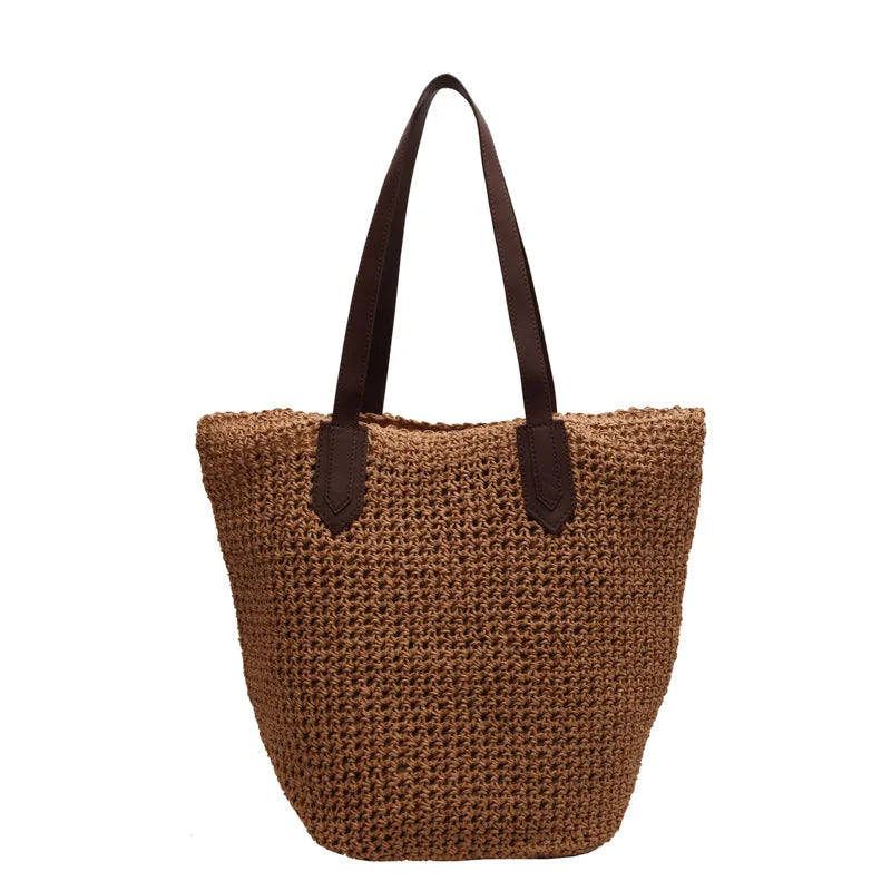 Women Bohemian Straw Shoulder Bag Large Crochet Tote For Beach Summer Woven
