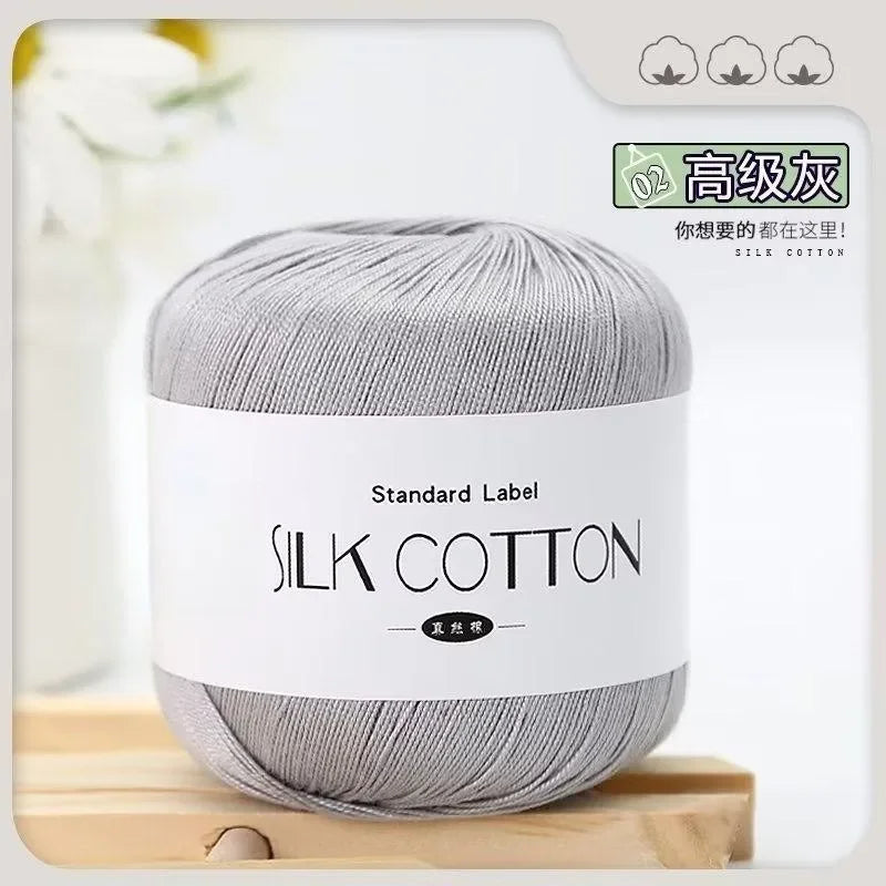 50g Fil à Crochet en Coton Soie Dentelle pour Tricots Bébé Doux Chaud Point de Croix