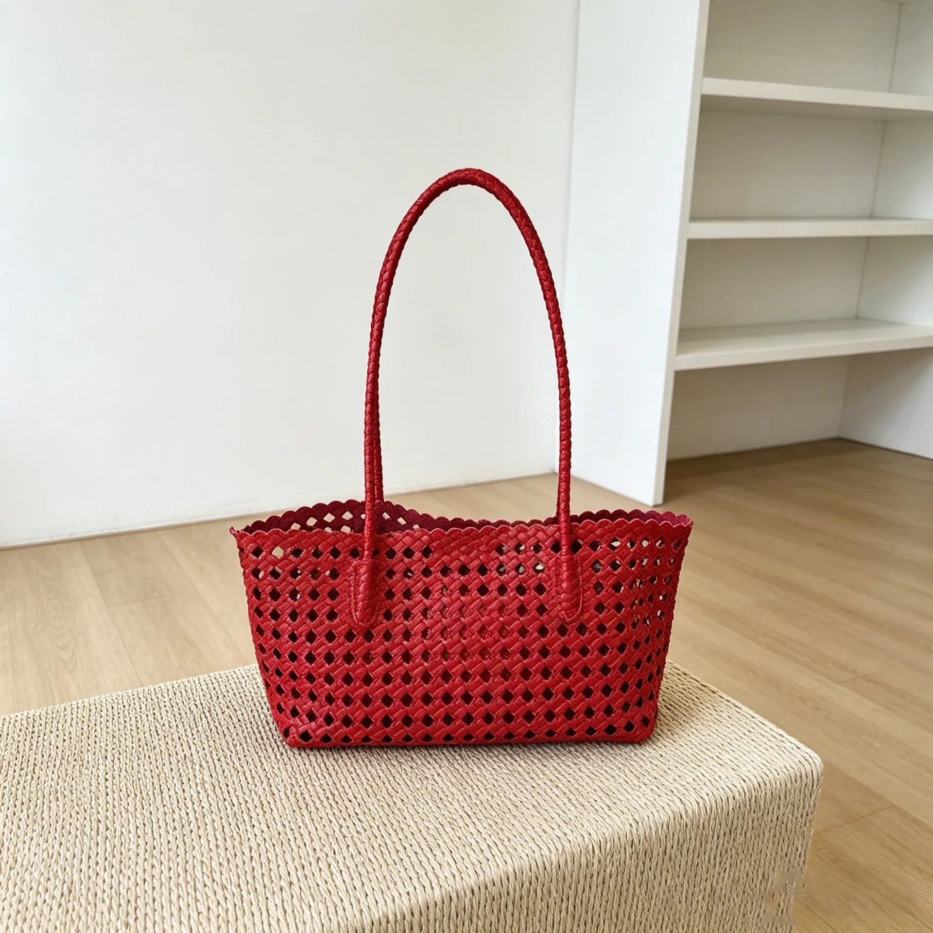 Elegant 2026 Vacation Basket Bag Hollow Out Shoulder Tote Handbag Unisex