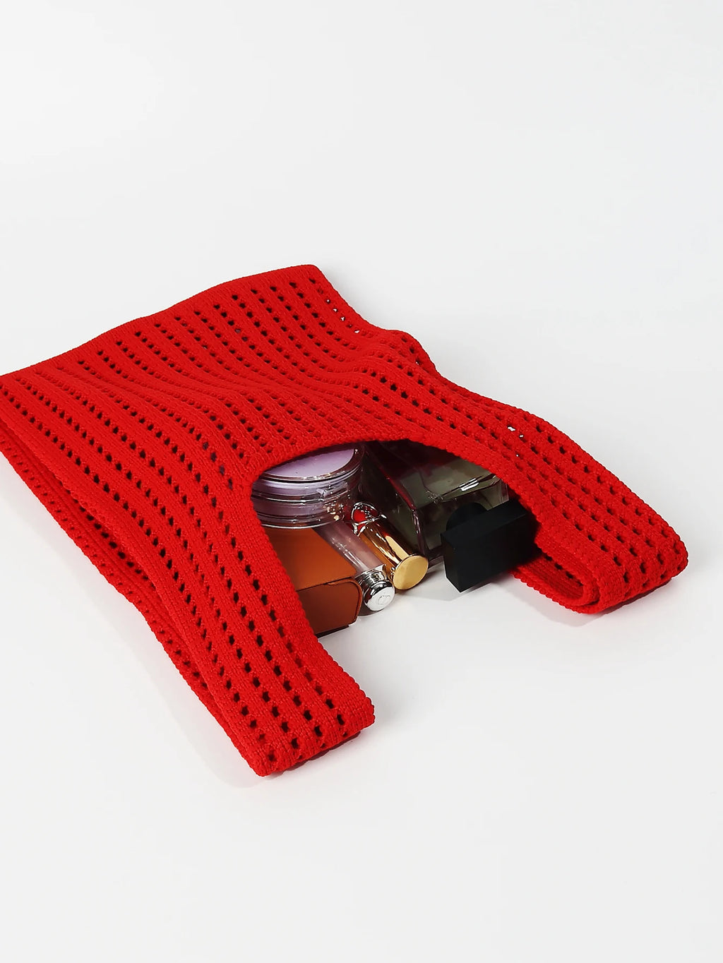 Handmade Knit Handbag Women Mini Shoulder Bag Casual Plaid Stripe Tote