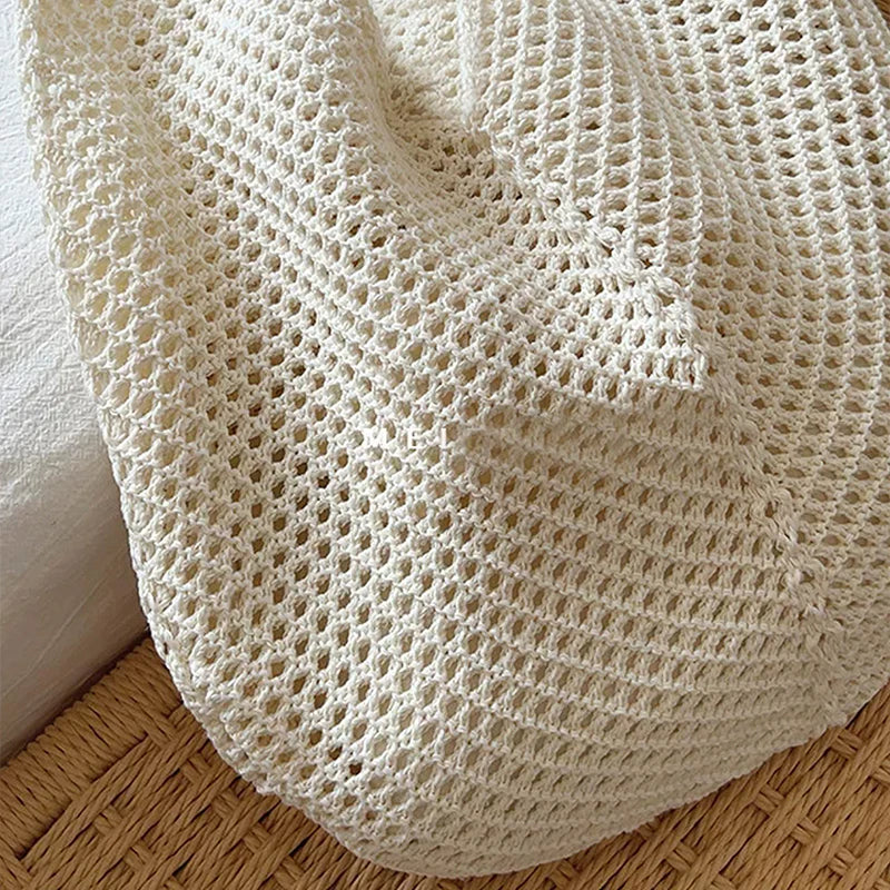 Women Hollow Woven Shoulder Bag Large Capacity Crochet Tote Beach Bag